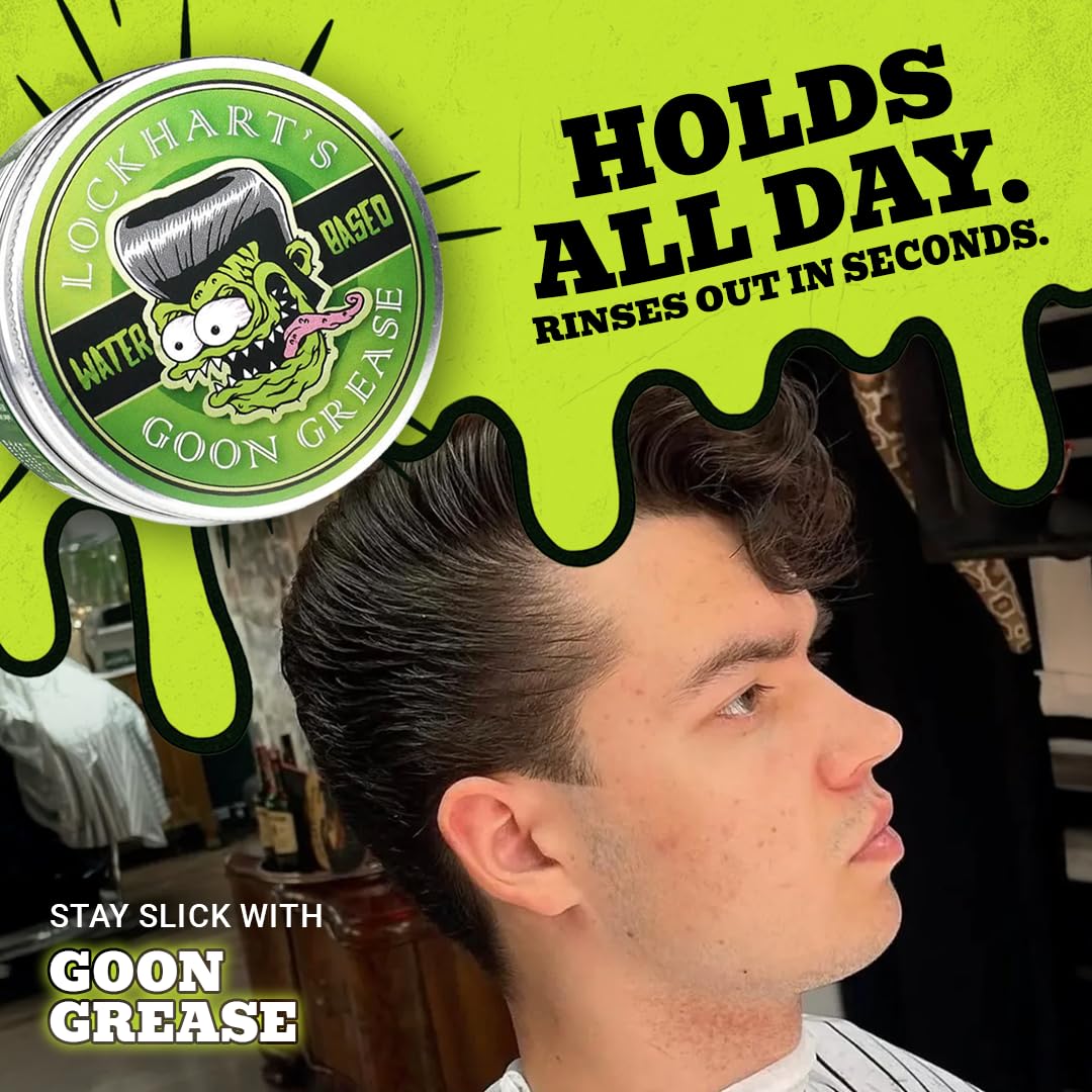Lockhart's Goon Grease strong hold image on classic slick-back look.
