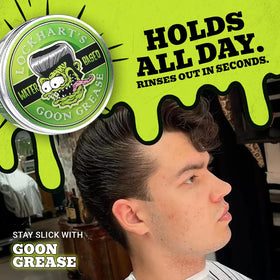 Lockhart's Goon Grease strong hold image on classic slick-back look.
