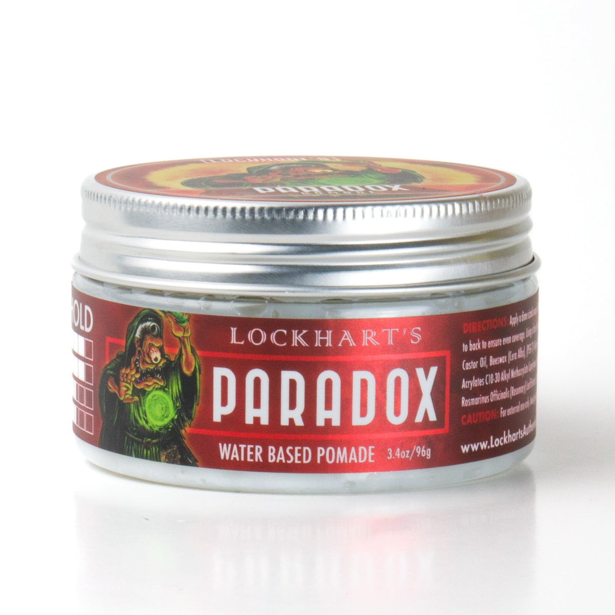 Lockhart's Paradox pomade packaging shows USA-made, handcrafted quality.