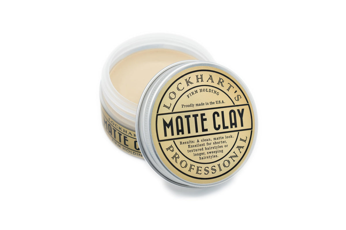Lockhart's Premium Matte Clay packaging emphasizes premium quality suitable for thoughtful grooming routines.