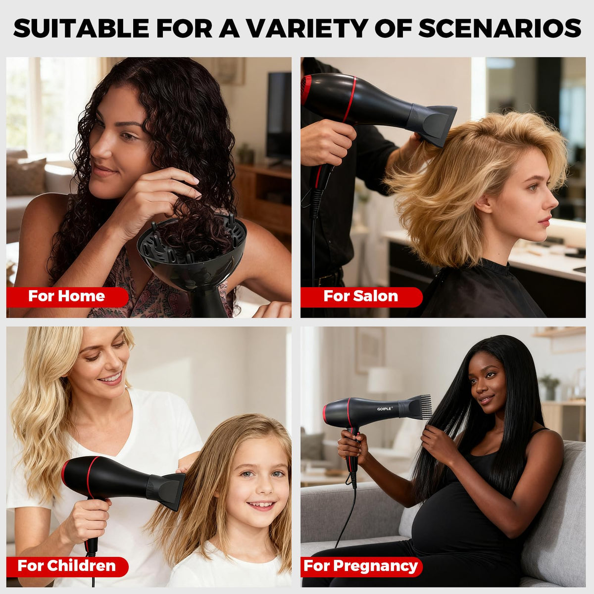 Lockmio full-size diffuser evenly distributes heat for curls.