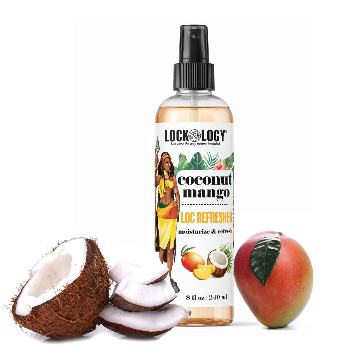 Lockology Coconut Mango Loc Spray bottle refreshing locs with tropical scent