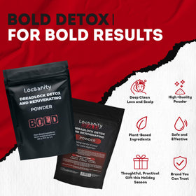 Locsanity BOLD Locs powder being mixed shows gentle cleansing without harsh odors.