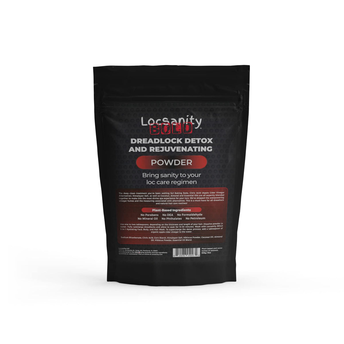 Locsanity BOLD Locs powder scoop demonstrates easy, mess-free dosing.