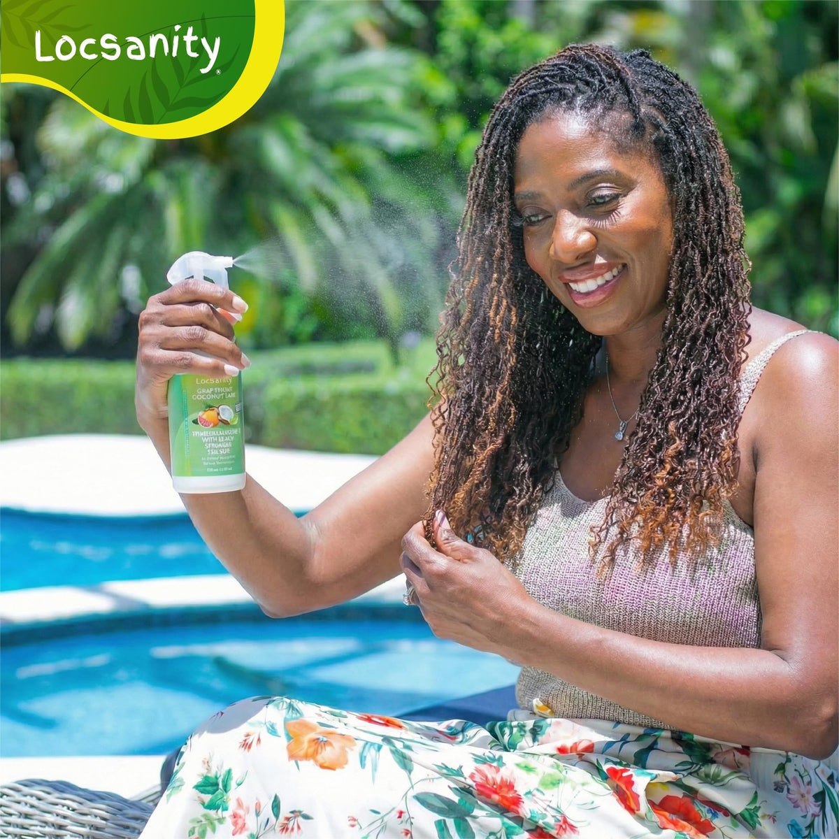 Locsanity citrus scent on hair provides a light, refreshing aroma and hydration.