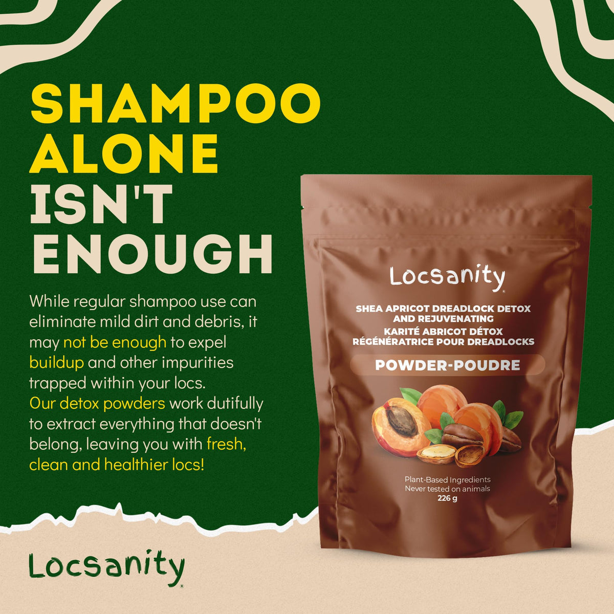Locsanity Dreadlock Detox brand logo, trusted Black-owned and woman-owned line.