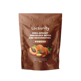 Locsanity Dreadlock Detox powder jar, natural cleanse for buildup removal.