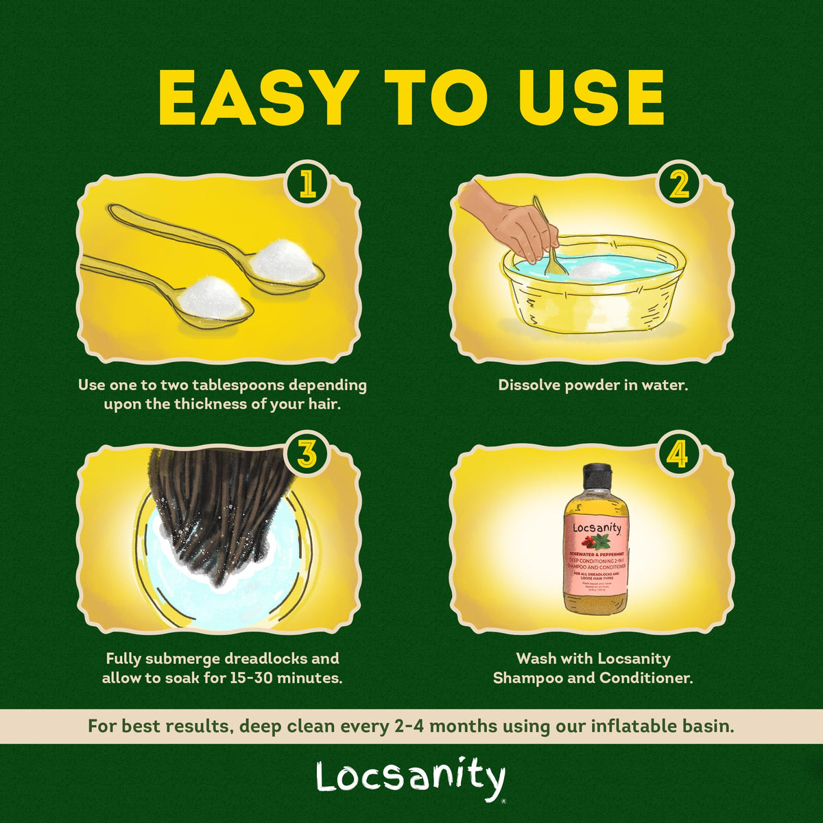 Locsanity dreadlock soaking session hinting at a thorough treatment