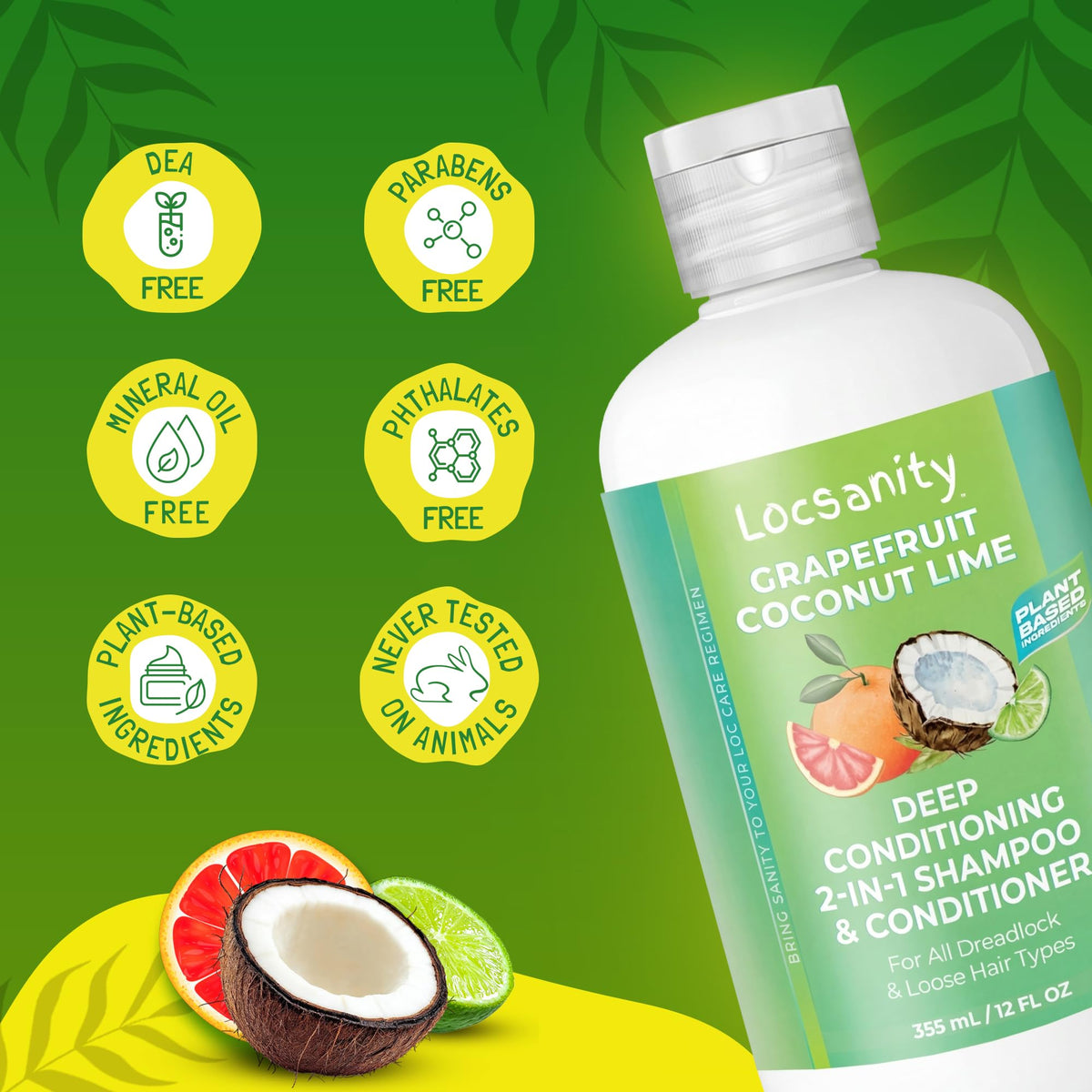 Locsanity Grapefruit Coconut Lime texture close-up, creamy lather cleans without stripping.