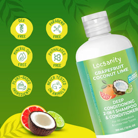 Locsanity Grapefruit Coconut Lime texture close-up, creamy lather cleans without stripping.