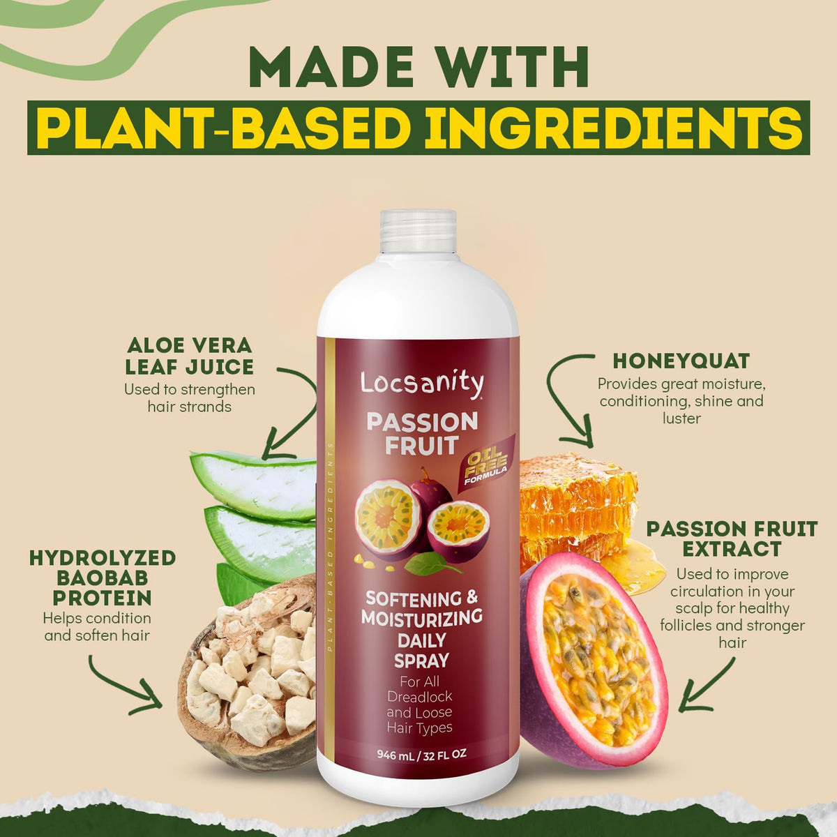 Locsanity Loc Spray mist on dreadlocks delivering quick hydration.