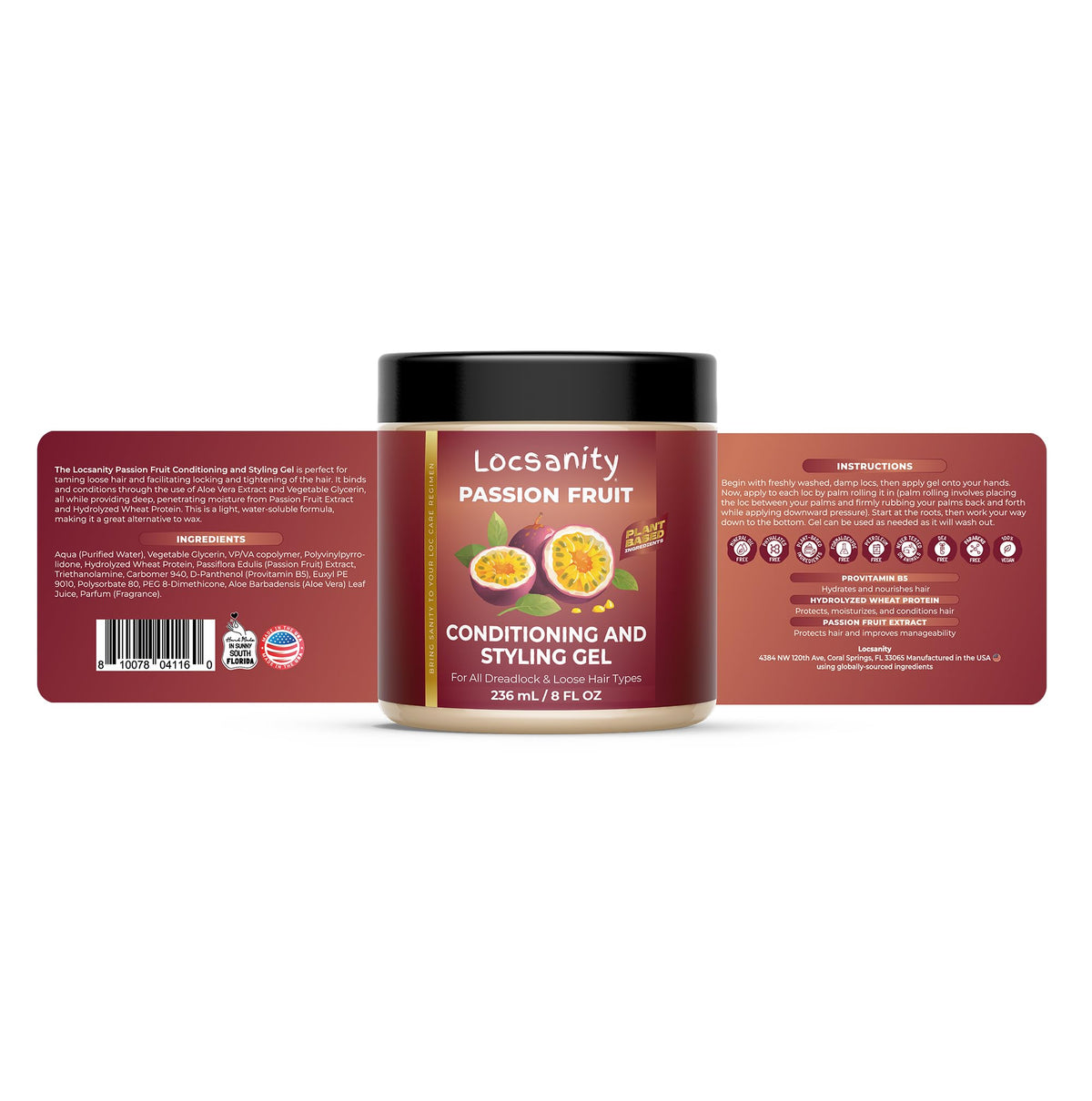 Locsanity Passion Fruit Gel applied to locs for smooth, hydrated texture.