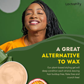 Locsanity Passion Fruit Gel during braiding for grip without heaviness.