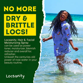 Locsanity Rosewater bottle packaging highlights compact design