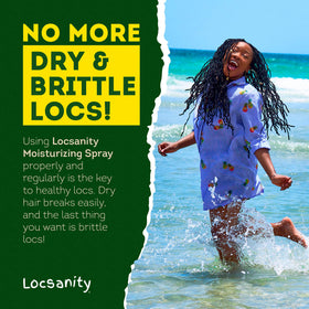 Hand spraying Locsanity mist onto locs