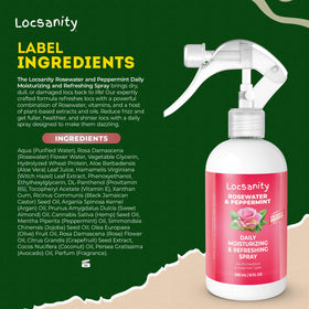 Packaging and branding on Locsanity rosewater spray