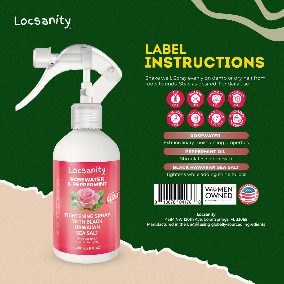 Locsanity Rosewater Peppermint scalp refresh after application