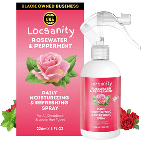 Locsanity rosewater peppermint spray bottle 8oz for daily refresh