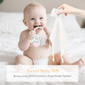 Lokaheadr bunny security blanket offers soft, comforting security for baby-to-be.