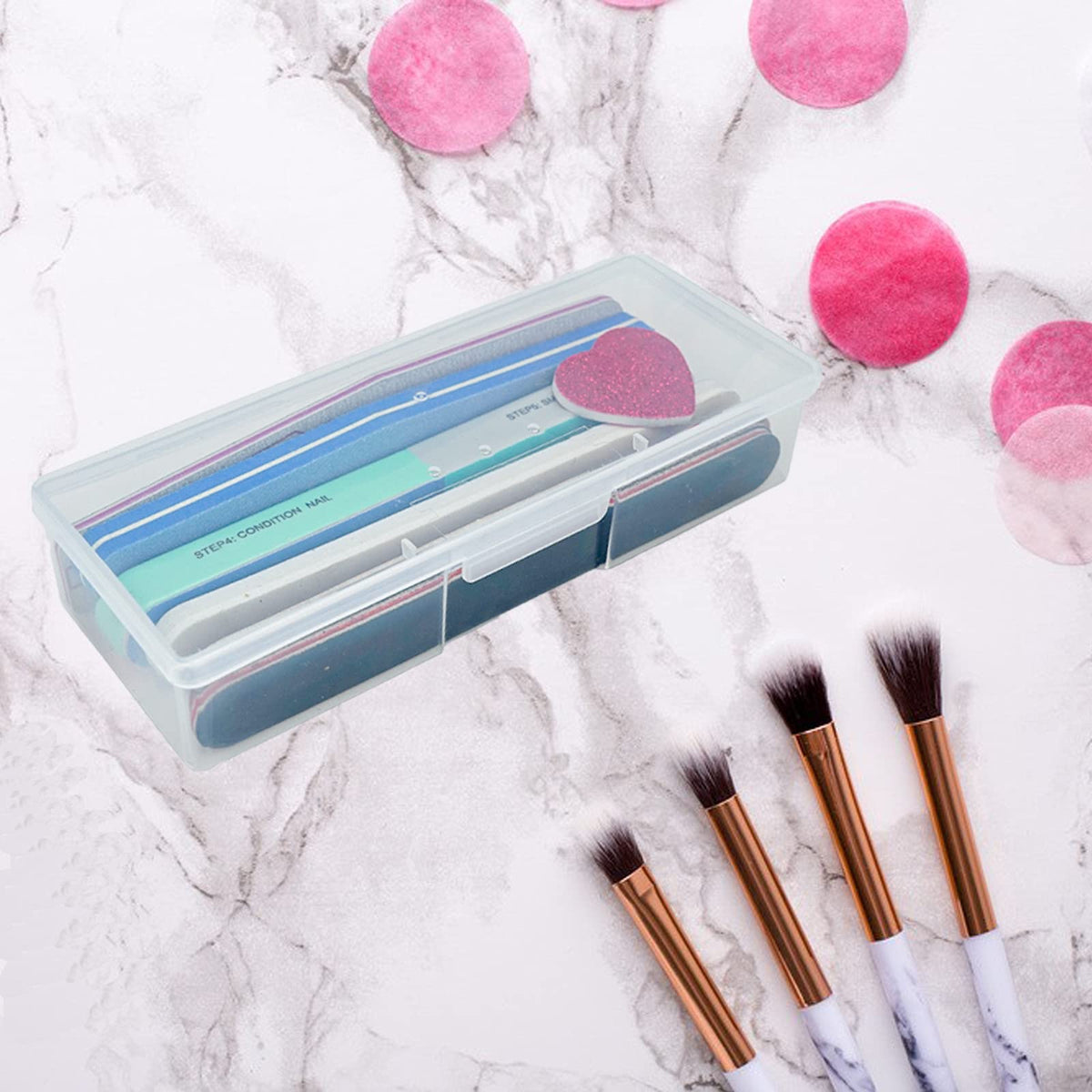 Lokyango Clear Manicure Tool Box dimensions 7.5x2.5x1.5 inches for portable use.
