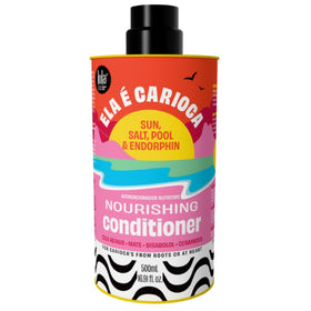 Lola From Rio Ela E Carioca bottle closeup shows hydrating conditioner for dry hair