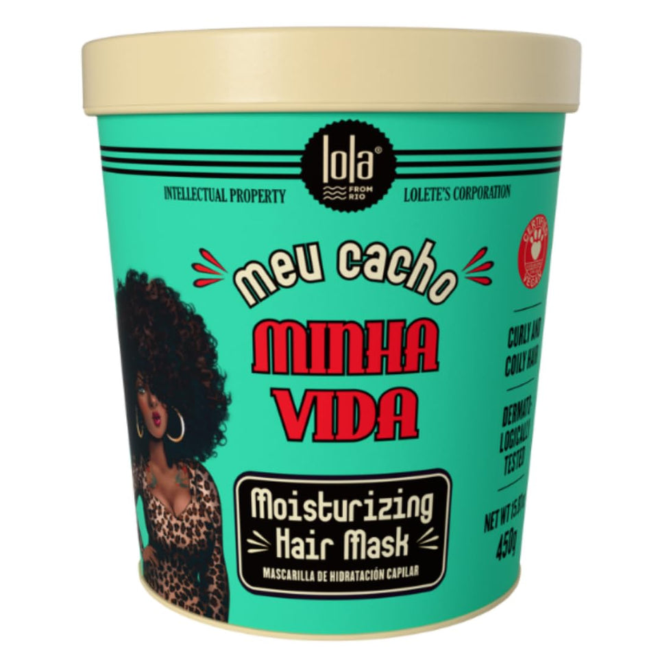 Lola From Rio Meu Cacho Minha Vida hair mask bottle close-up highlighting deep conditioning