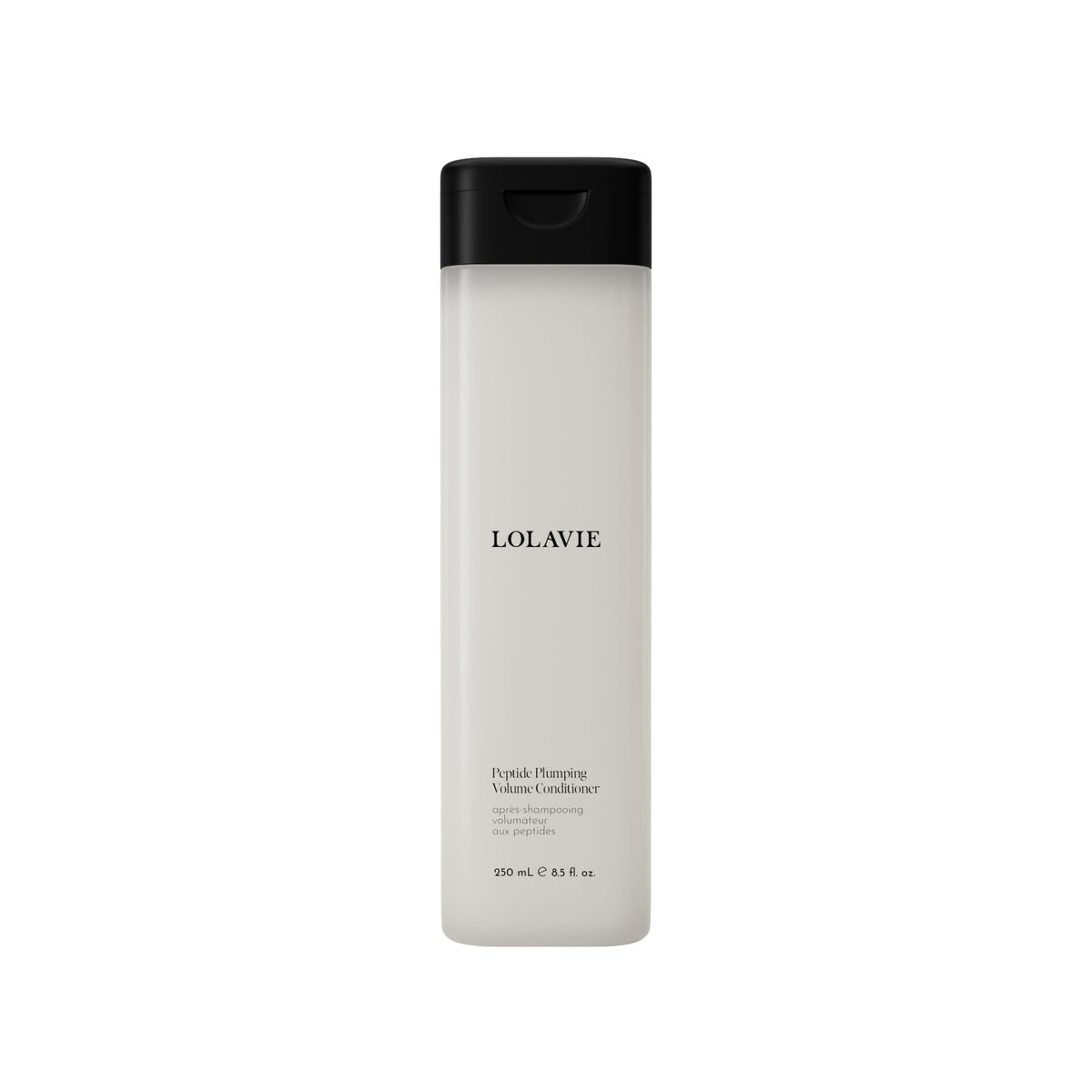 LolaVie Peptide Plumping Volume Conditioner bottle for lightweight fullness on fine hair.