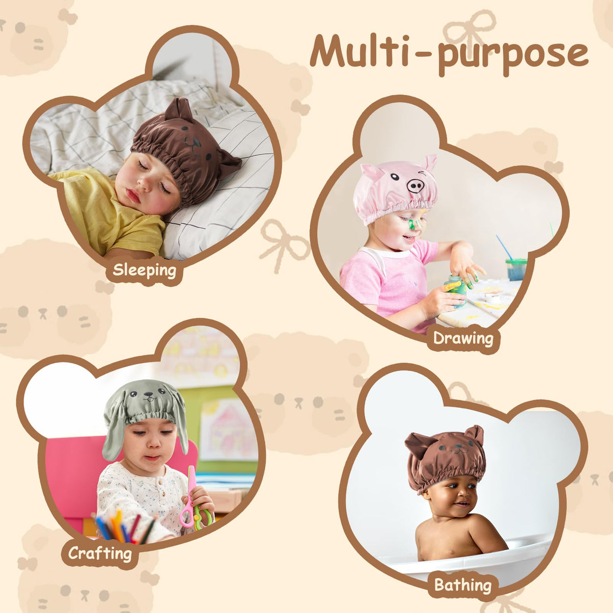 Lolalet satin kids bonnet ideal for sleep, bath, and play
