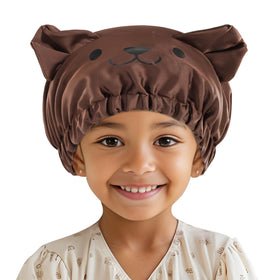 Lolalet bear-style kids bonnet with adjustable band for secure overnight wear