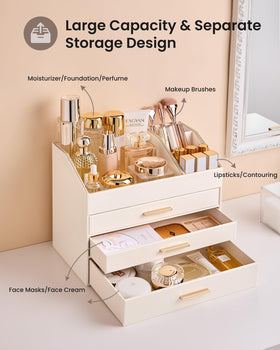 Lolalet luxury 4-layer box with gold trim keeps vanity neat.