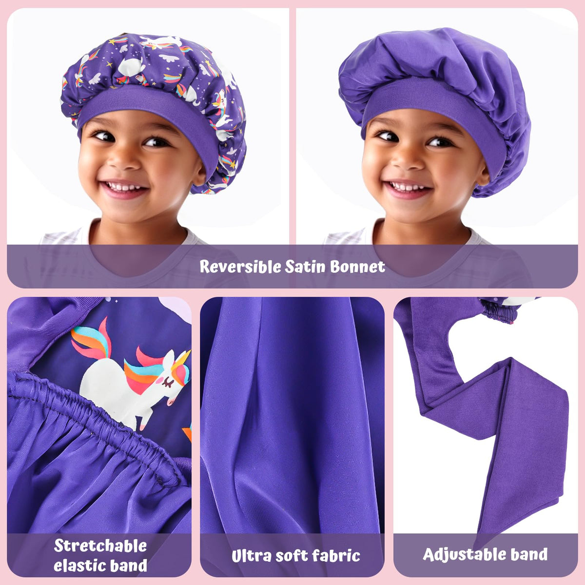 Lolalet reversible bonnet back solid color display for dual styling options