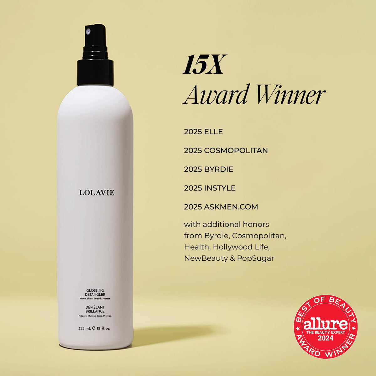LolaVie Glossing Detangler after use reveals glossy, smooth strands