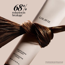 LolaVie applying treatment to mid-lengths and ends for targeted repair.