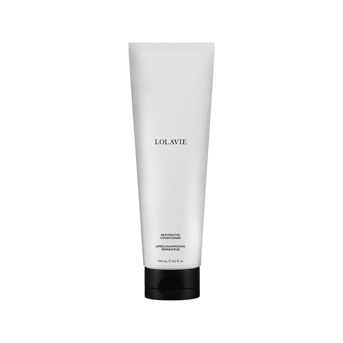 LolaVie Restorative Conditioner bottle front showing hydrating formula for all hair types