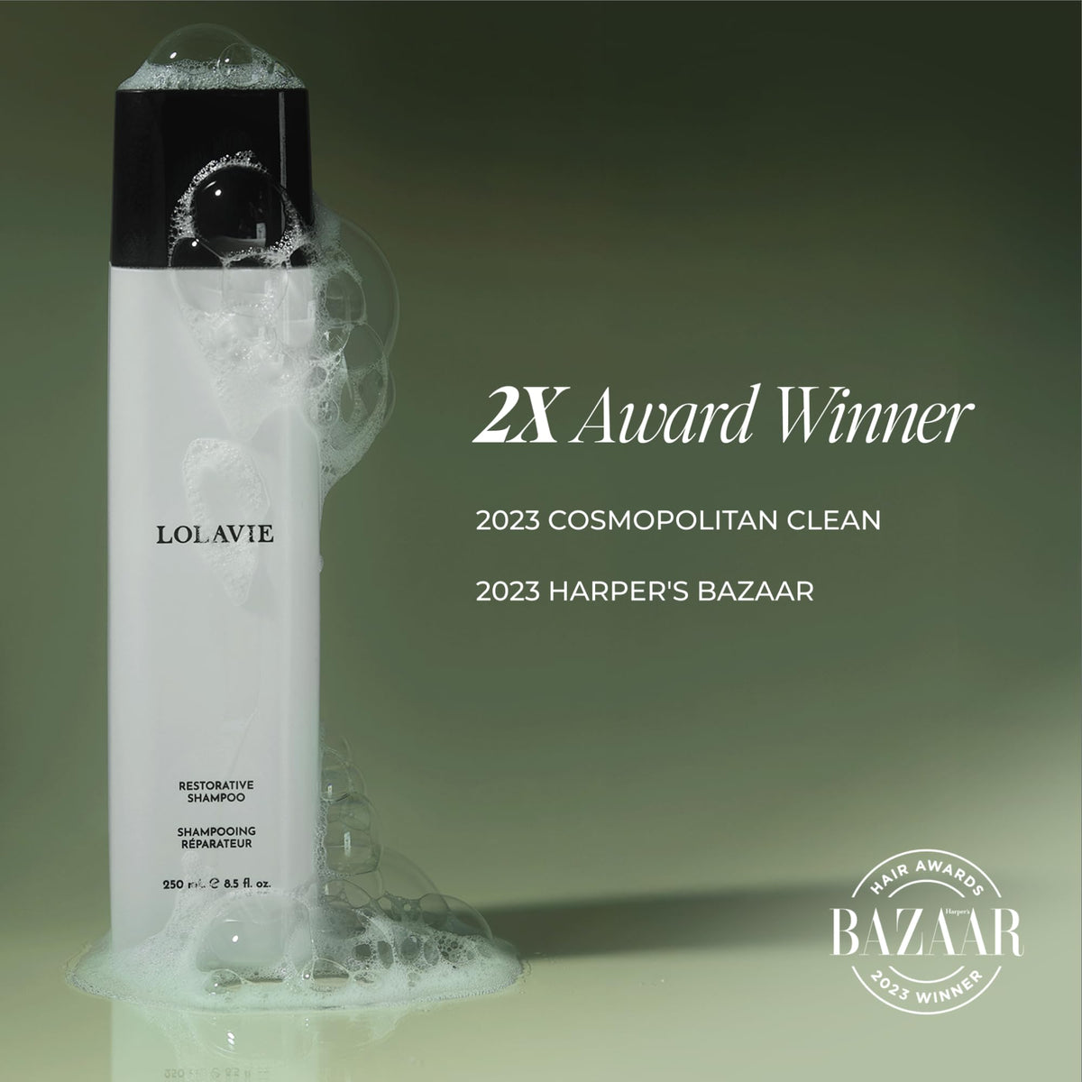 LolaVie Restorative Shampoo helps reduce frizz for smoother styling.