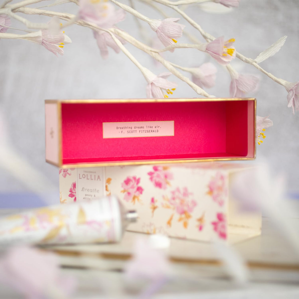 LOLLIA Breath Handcreme applied on hands for a soft, fragrance-infused feel.
