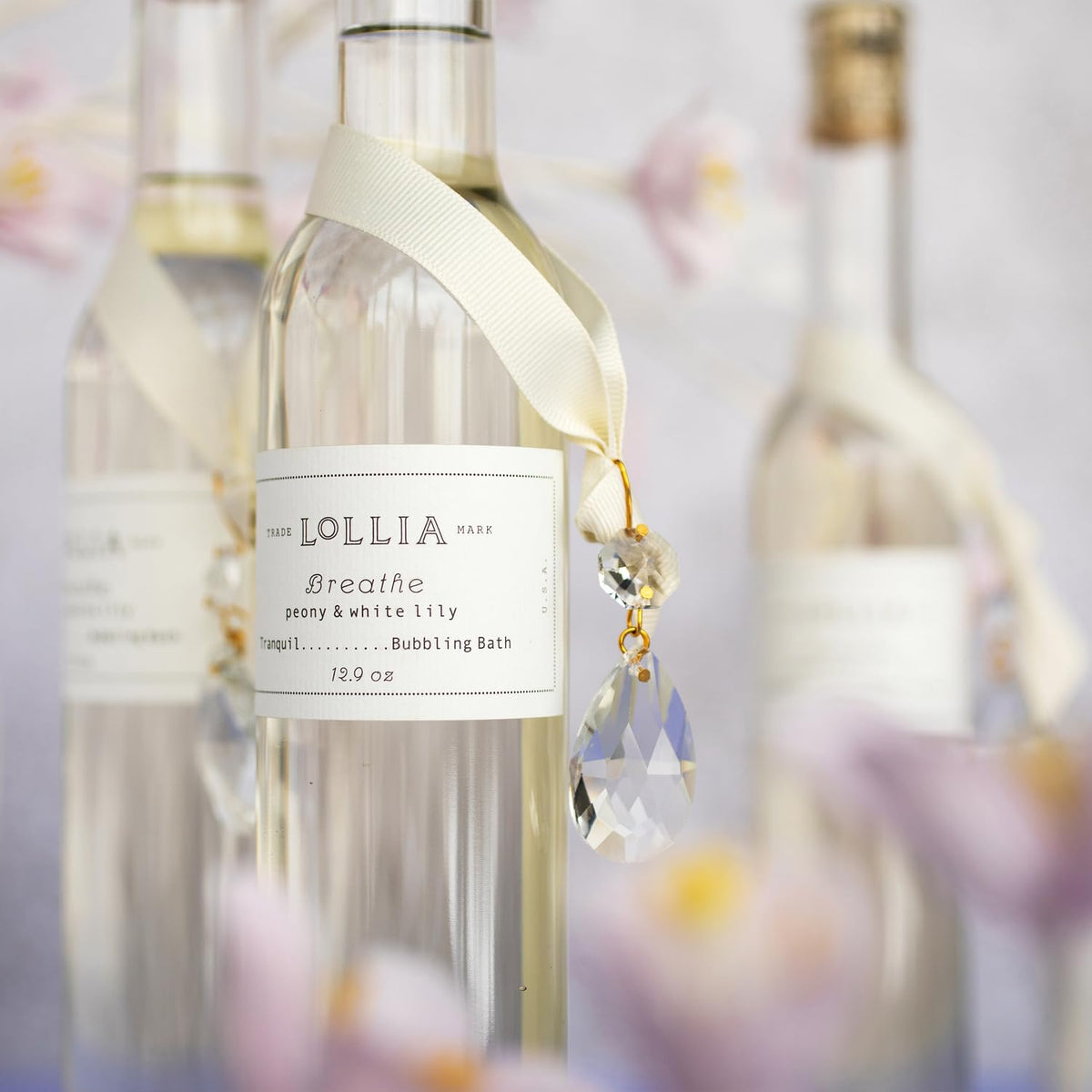 LOLLIA Breathe Bubble Bath luxury bath scene invites a serene self-care moment.
