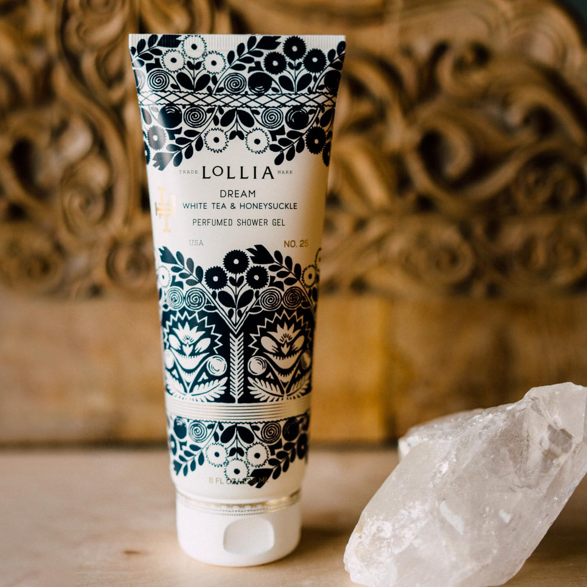 LOLLIA Dream Shower Gel in a bathroom scene invites self-care.