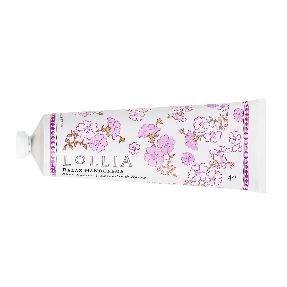 LOLLIA Relax Handcreme with sugar cane-vanilla-jasmine offers quick-absorbing hydration.