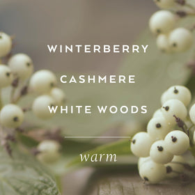 Lollia Snowdrop winterberry and cashmere fragrance notes on packaging.