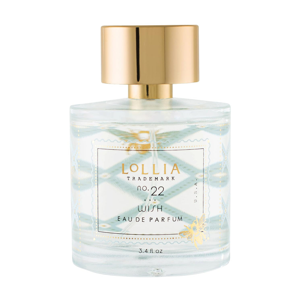 LOLLIA Wish bottle with blue foulard highlights elegant design for everyday luxury.