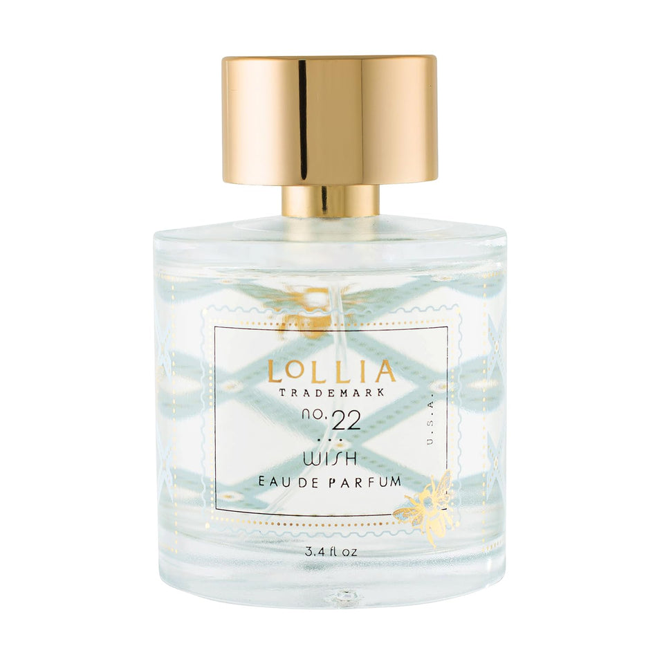LOLLIA Wish bottle with blue foulard highlights elegant design for everyday luxury.
