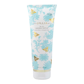 LOLLIA Wish Shower Gel fragrance bottle with sugared pastille and vanilla bean notes for a soothing shower.