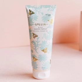 LOLLIA Wish Shower Gel satin-tube packaging with gold detailing adds luxe charm to bath routine.