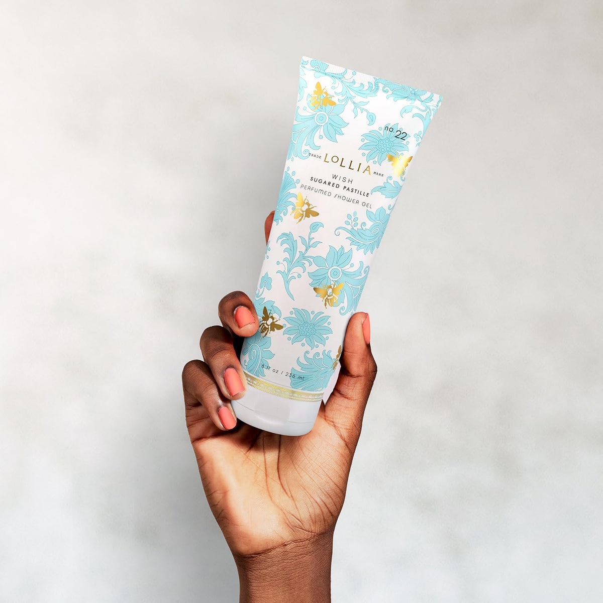 LOLLIA Wish Shower Gel Shea Moisture blend nourishes skin during cleansing.
