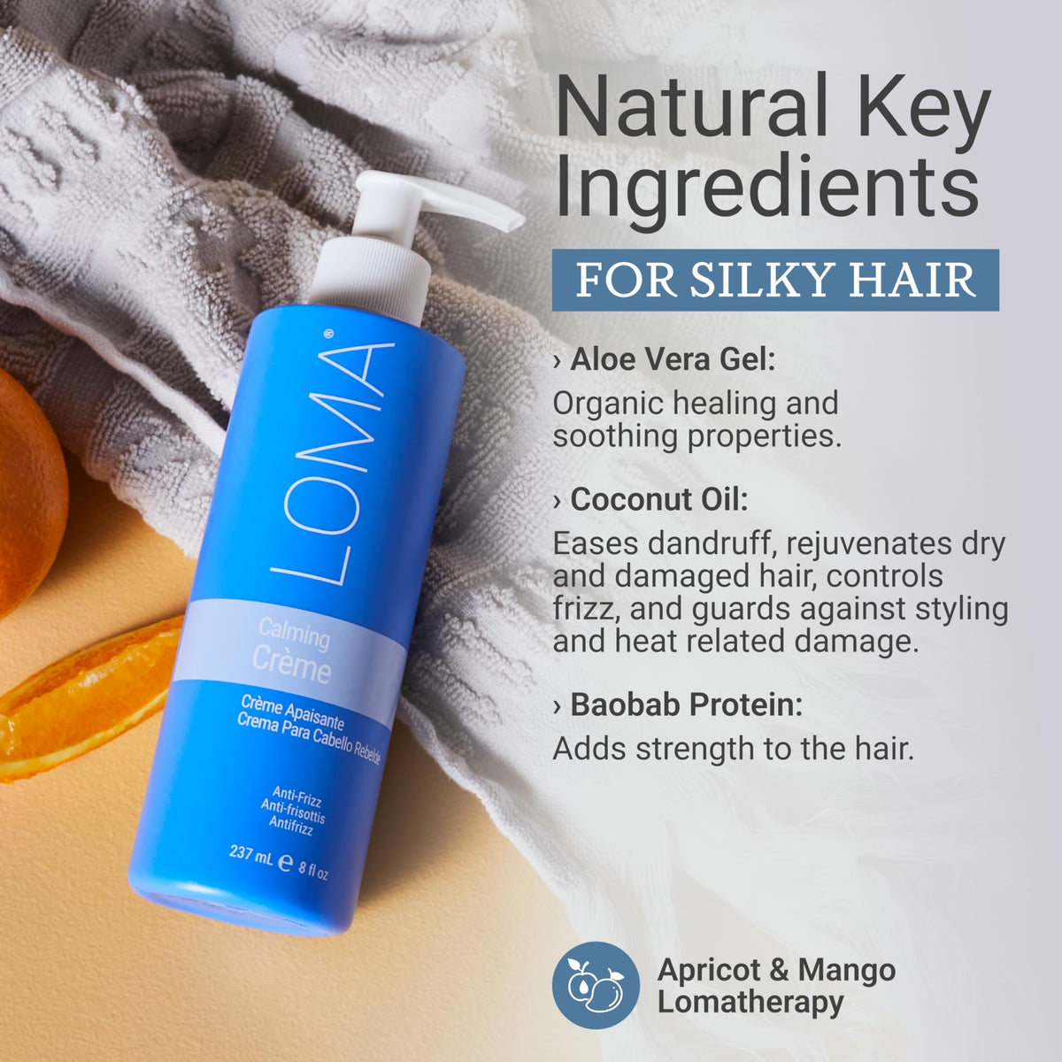 Loma Calming Crème in hands ready for detangling and application