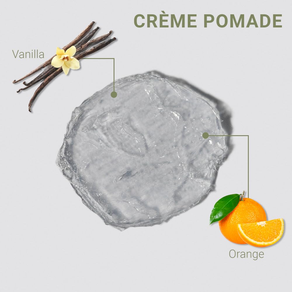 Loma Creme Pomade hair application demonstrates easy styling with strong hold and gloss.