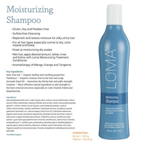 LOMA Moisturizing Treatment bottle delivering deep hydration for dry or color-treated hair.