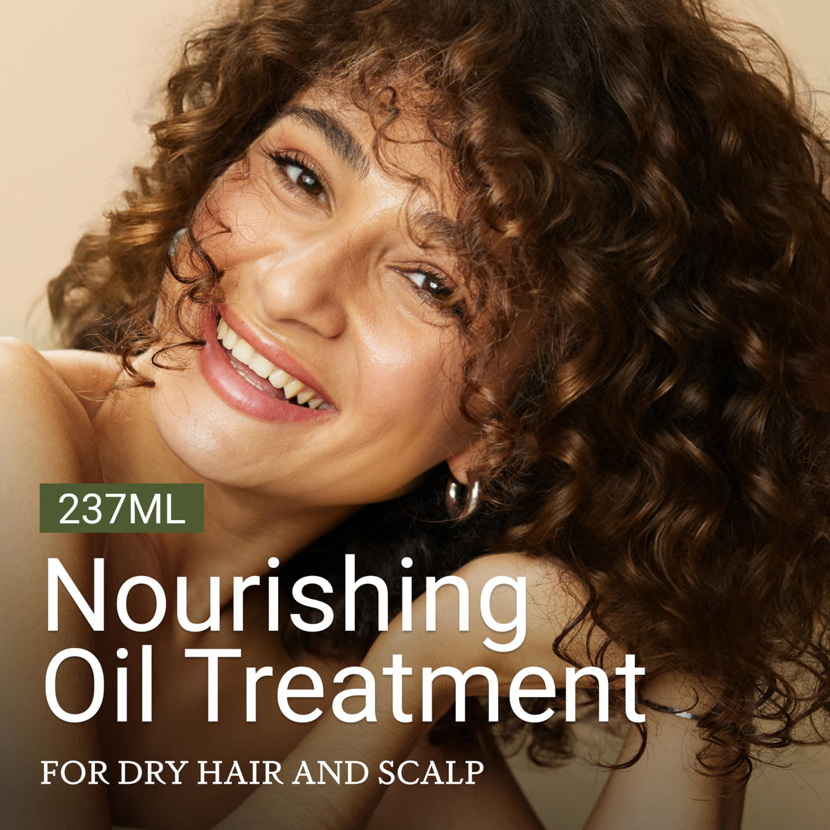 LOMA Nourishing Oil Treatment applied to hair for smoothing.