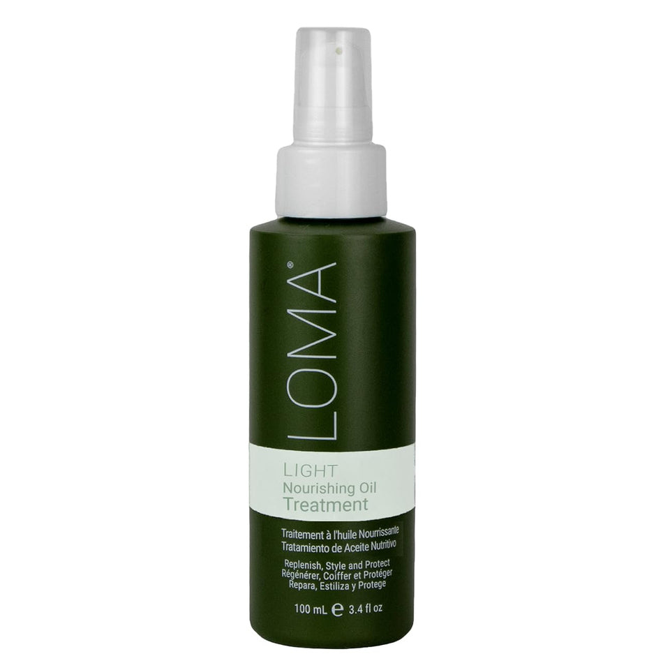 LOMA Nourishing Oil Treatment Light bottle delivering lightweight shine for all hair types